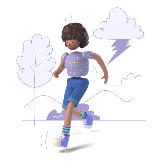 Weather Character Builder D People Woman Storm Cloud Lightening Outdoors Walk Run illustration