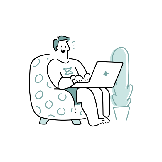 Man Workspace Work Laptop Computer Armchair Home illustration