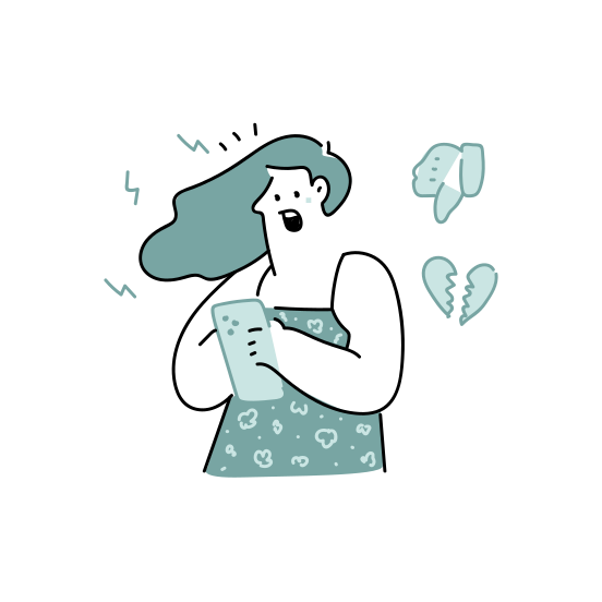 Woman Social Media Dislike Smartphone Thumbs Down illustration