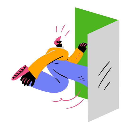 Accounts Real Estate Logout Exit Entrance Enter Woman People Door Front Door illustration