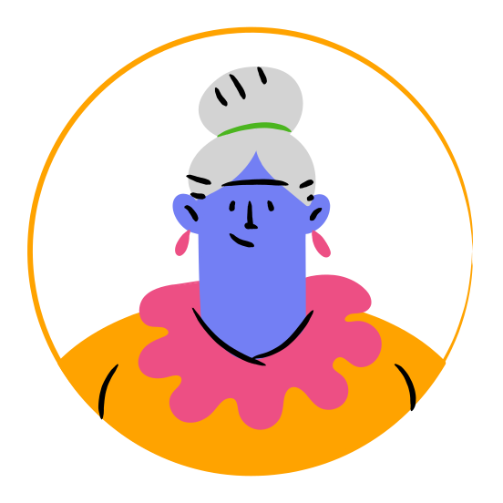 Avatars And Characters People Character Avatar Female Person Woman Earrings Bun Elder illustration