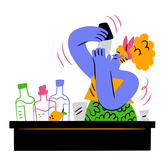 Food Drink Beverage Bar Cocktail Mixology Woman People Bottle Alcohol illustration
