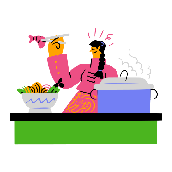 Food Restaurant Culture Asian Cooker Bowl Gastronomy Chef Woman People illustration