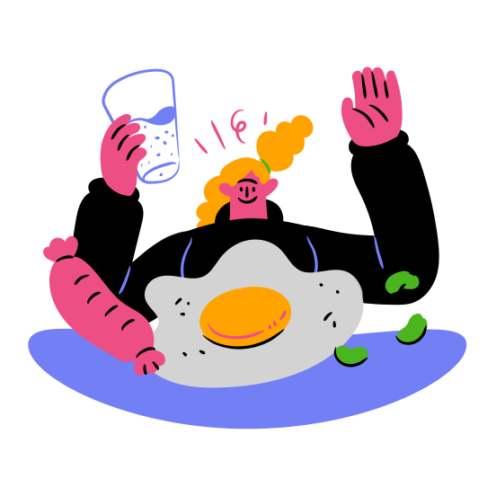 Food Sausage Egg Glass Woman People Restaurant Gastronomy illustration
