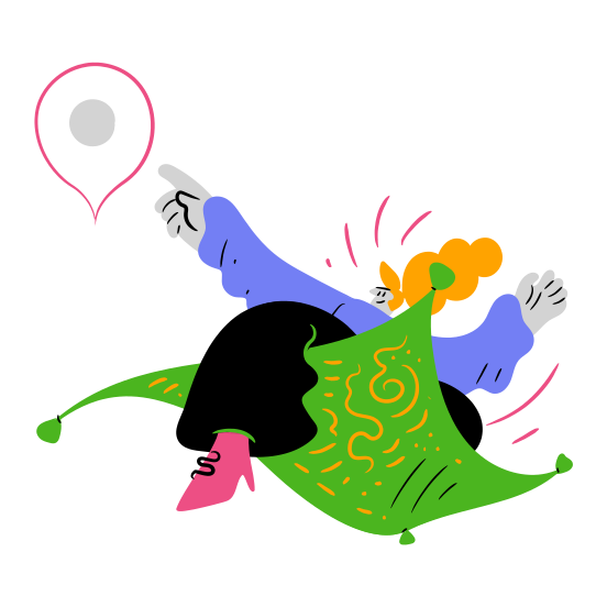 Location Navigation Destination Marker Pin Travel Magic Carpet Woman People illustration