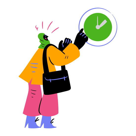 Logistics Time Clock Deadline Shipping Estimated Timer Timing Woman People illustration