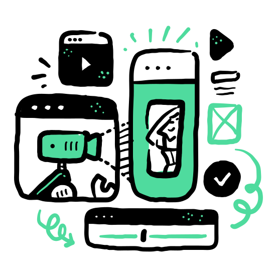 Music And Entertainment   Video, Media, Multimedia, Checkmark, Wireframe illustration