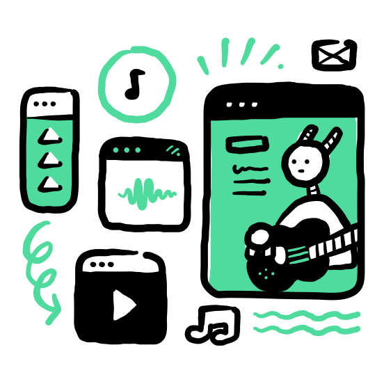 Music And Entertainment   Wireframe, Guitar, Sound, Audio, Play, Browser illustration