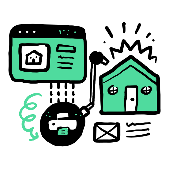 Real Estate And Architecture   Wireframe, House, Home, Smarthome, Printer, Print illustration