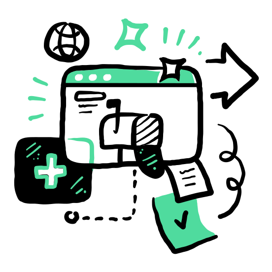 Social Media And Communication   Arrow, Website, Browser, Mailbox, Checkmark, Online, Internet illustration