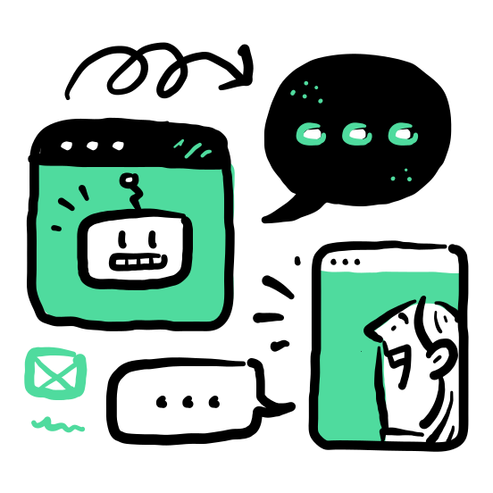 Tech And Innovation   Message, Ai, Robot, Chat, Conversation, Communication, Wireframe illustration