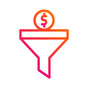 Conversion,funnel,money,dollar,filter icon