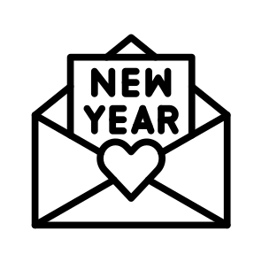 Letter,message,invitation,heart,new Year icon