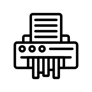 Shredder,destroy,paper,cut,machine,document,office,confidential,dispose icon