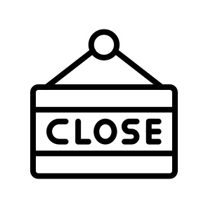Close Sign,shut,closed,notavailable,outofservice,off,door,business,shop icon