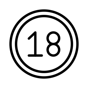 Eighteen, +,number,signaling,age icon