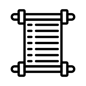Opened Scroll, Unrolled, Document, Manuscript, Parchment, Text icon