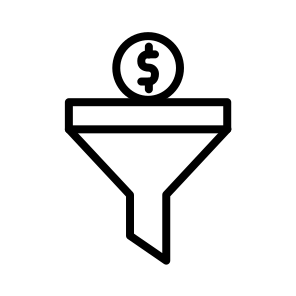 Conversion,funnel,money,dollar,filter icon