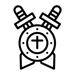 Shield With Sword, Shield, Sword, Protection, Weapon, Defense, Medieval, Battle, Combat icon