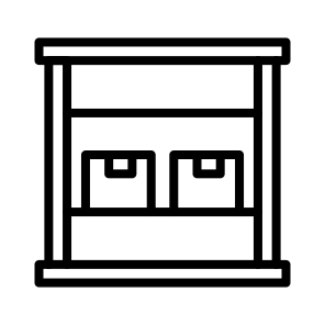 Shelf ,stock ,storage ,box ,stored icon
