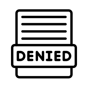 Denied,file,report,document,banking icon
