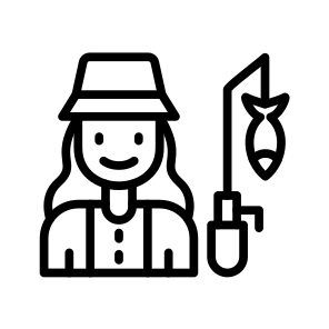 Fisherwoman, Angler, Fishing, Hobbyist, Sport, Fisher icon