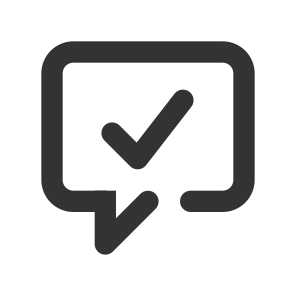 002 069 Message Chat Bubble Complete, Check, Checkmark, Communication, Conversation icon