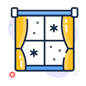 Winter, Window, Christmas, Curtain, Seasonal, icon