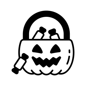 Halloween, Candy, Goodies, Confectionery, Pumpkin, Spooky, Basket, icon