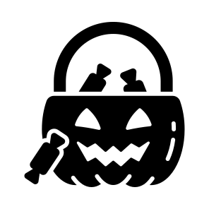 Halloween, Candy, Goodies, Confectionery, Pumpkin, Spooky, Basket, icon