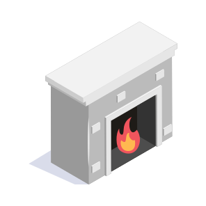 Fireplace, Furnace, Fireside, Firebox, Mantelpiece icon