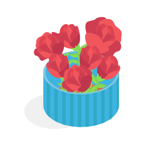 Flowers, Pot, Roses, Red Roses, Bouquet,,, icon
