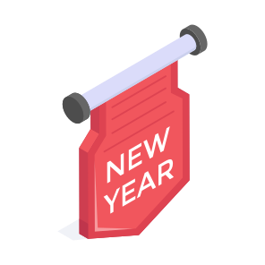 New Year, Banner, Celebration, Welcome, Decoration icon