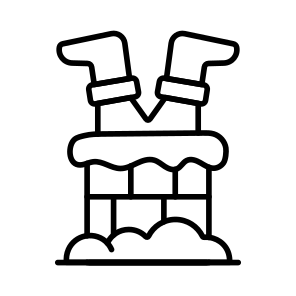 Santa, Claus, Chimney, Snow, Character, icon