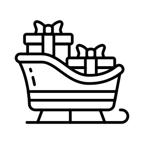 Santa, Sleigh, Sled, Christmas, Winter, icon