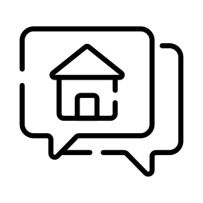 Chat, Message, Communication, Home, House icon