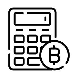 Calculation, Estimation, Budgeting, Totalization, Bitcoin icon