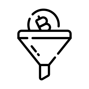Conversion, Funnel, Filter, Bitcoin, Crypto icon