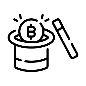 Magic, Trick, Hat, Bitcoin, Crypto icon