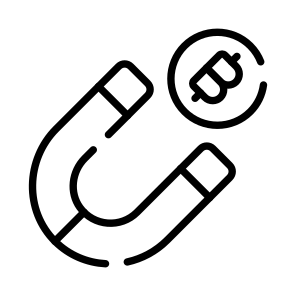 Magnet, Attraction, Retention, Bitcoin, Crypto icon
