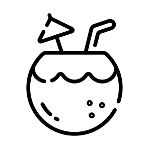 Coconut, Fruit, Drink, Beverage, Straw icon