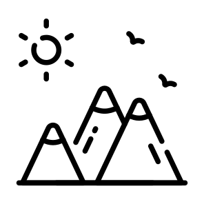 Mountains, Peaks, Hills, Nature, Sun icon