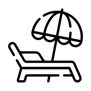 Sunbed, Lounger, Deckchair, Beach, Umbrella icon