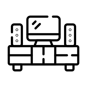Home, Cinema, Tv, Table, Desk icon