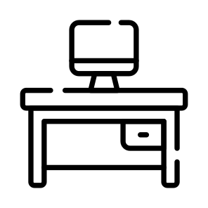 Monitor, Table, Drawer, Desk, Wooden icon