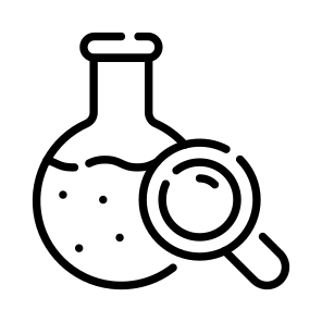 Flask, Beaker, Glassware, Magnifier, Liquid icon