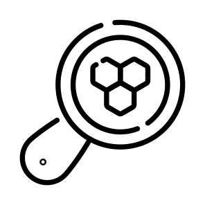 Research, Study, Compound, Molecules, Magnifier icon