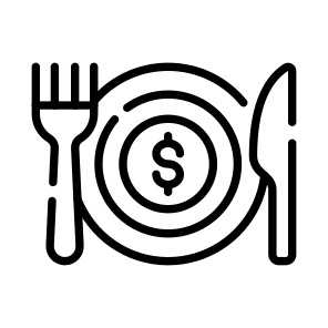 Event Budget, Expense, Cost, Dinner, Plate icon