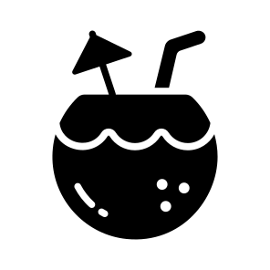 Coconut, Fruit, Drink, Beverage, Straw icon