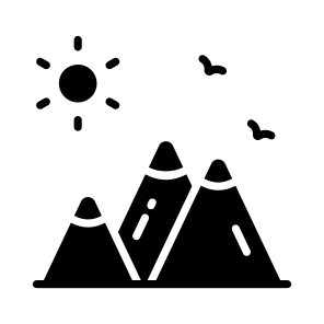 Mountains, Peaks, Hills, Nature, Sun icon